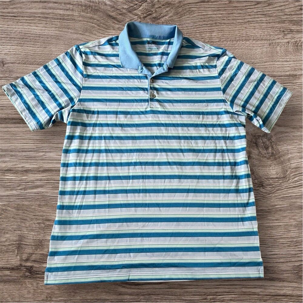 Adidas ClimaCool‎ Blue Striped Golf Polo Men’s Size L
